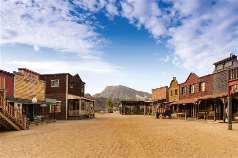 Yeele 9x6ft Old Western Cowboy Town Photography Backdrop Wild West Style Bar Wagon Carriage Background for Picture Kids Man Adult Photo Booth Shoot Vinyl Studio Props - Image 1